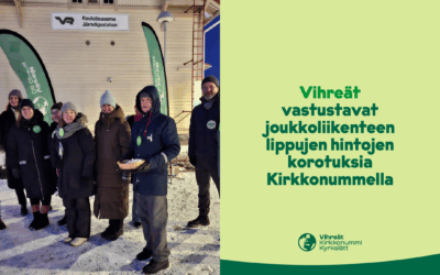 Vihreät vastustavat joukkoliikenteen lippujen hintojen korotuksia Kirkkonummella